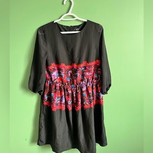 ✨NEVER WORN Designer Black w/ colourful details mini dress✨